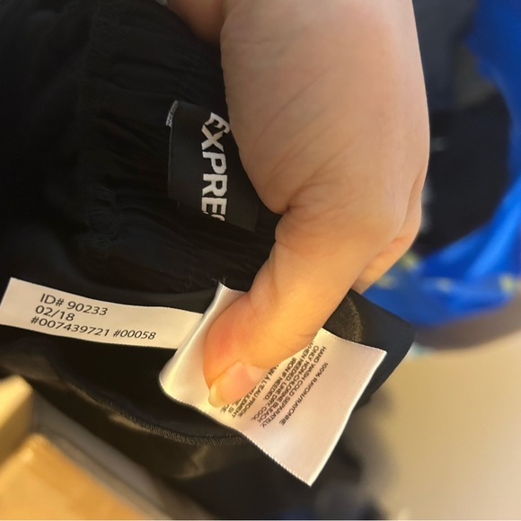 Express Black Satin High Waisted Flare High Slit Pants - Picture 3 of 4